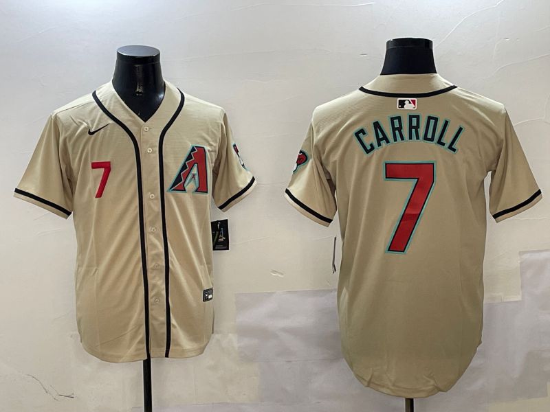 Men Arizona Diamondback #7 Carroll Cream Game 2025 Nike MLB Jersey style 4